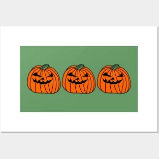 Three Big Halloween Horror Pumpkins Posters and Art